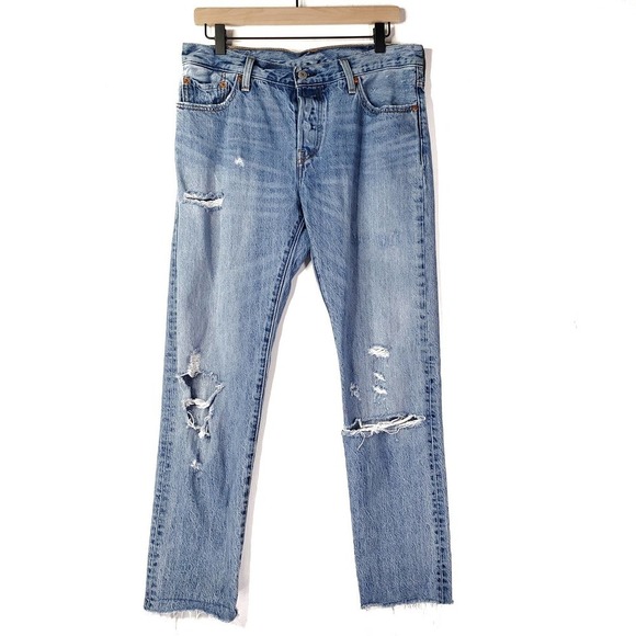 Levi's Denim - Levi's 501 CT Distressed Button Fly‎ Jeans 28x28 Leather Patch